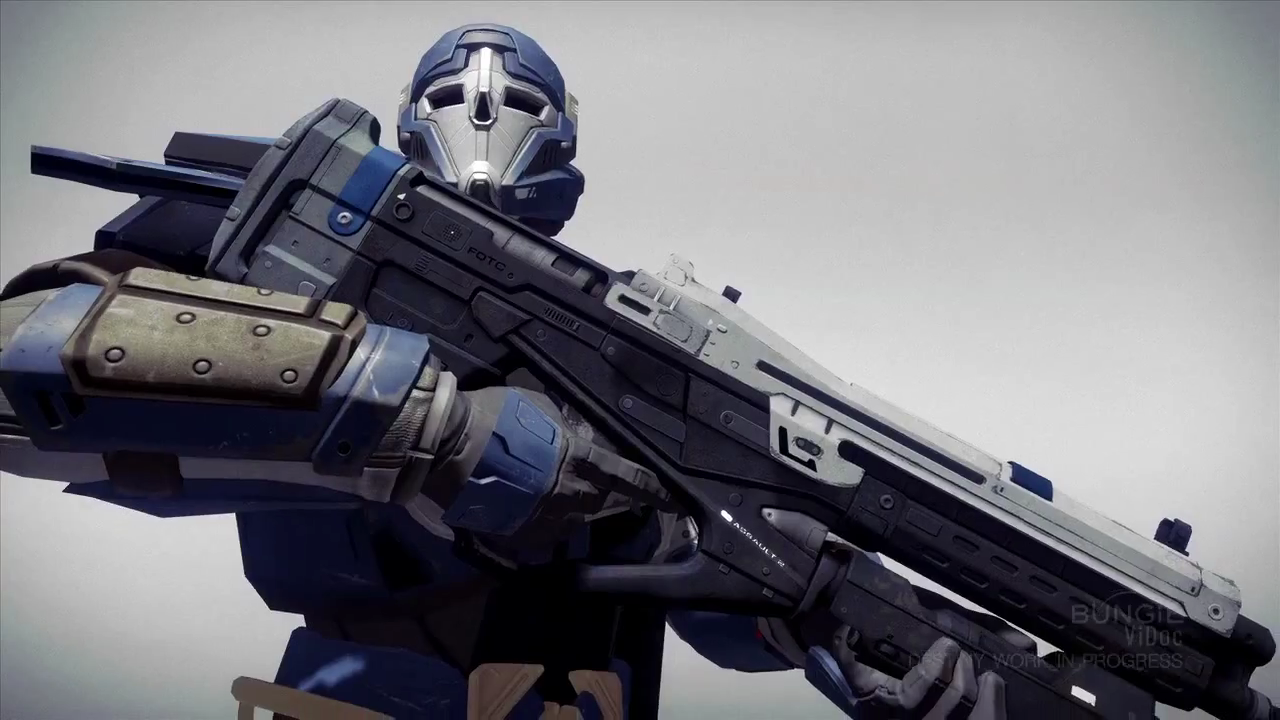 The heavy armor and big gun make this Guardian probably a Titan.