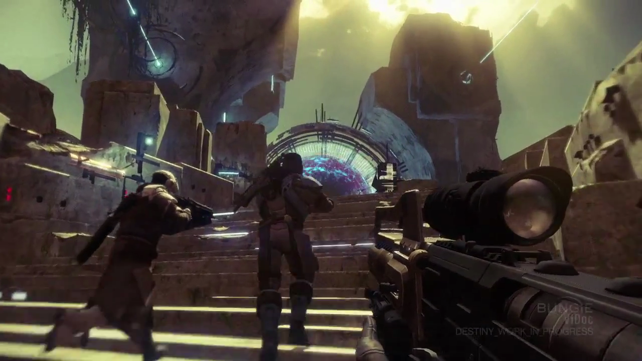 No action here, but our Guardian buddies sure do look good walking up some stairs.