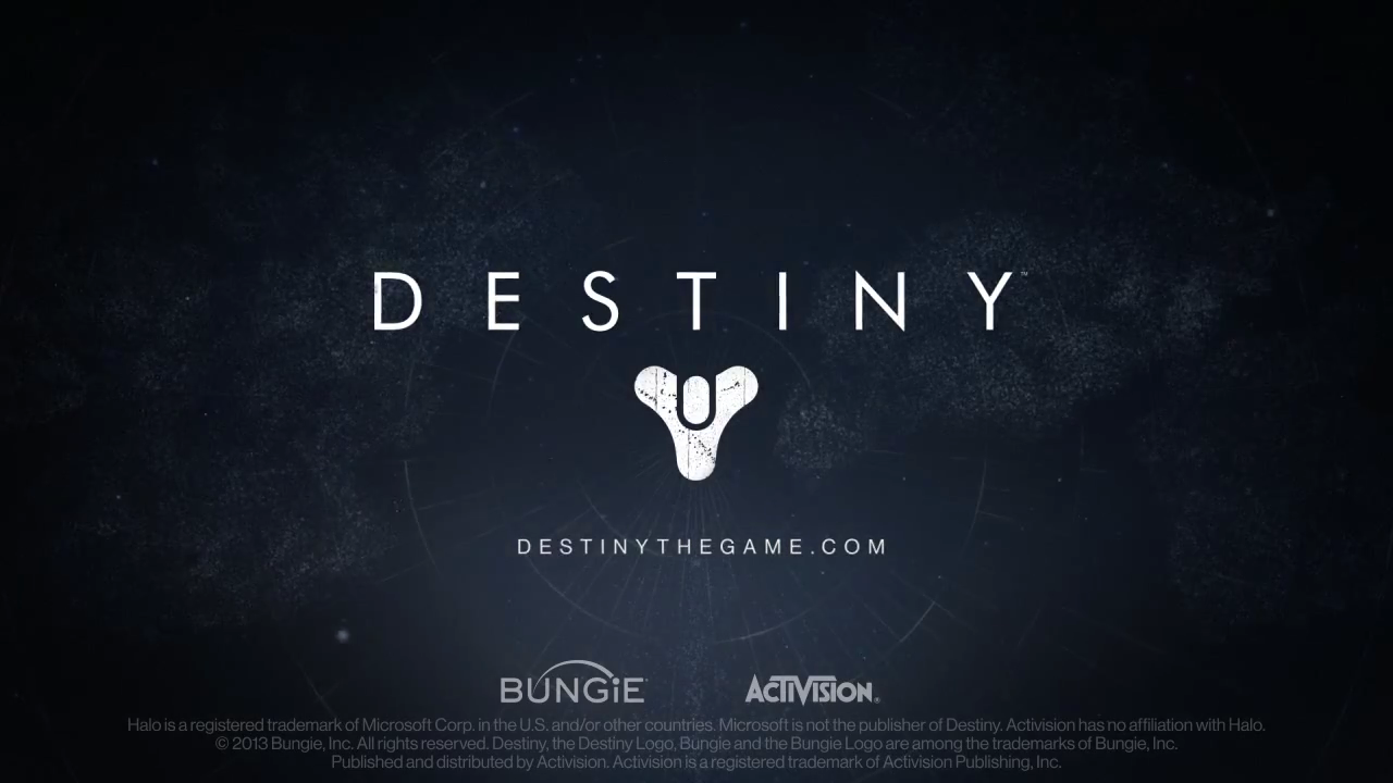 Destiny title screen with tricorn logo.